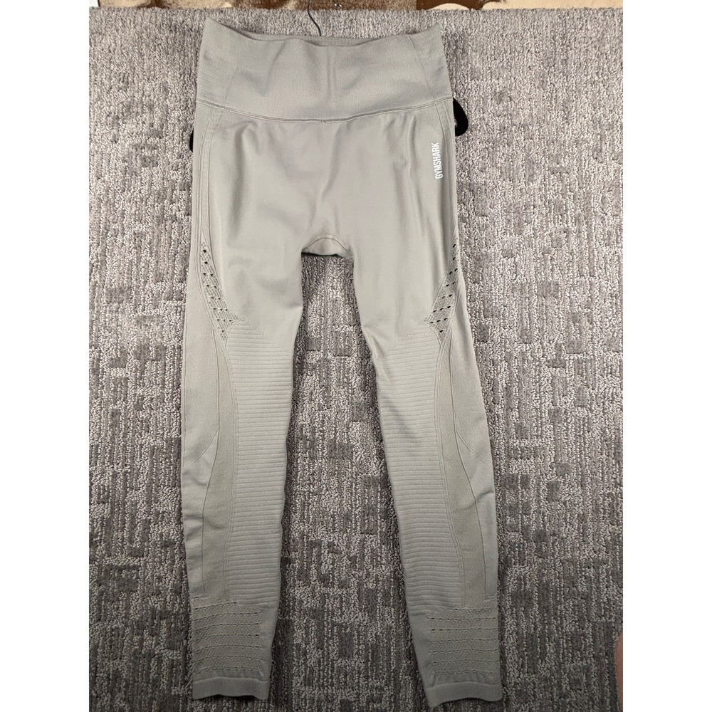 Gymshark Energy+ Seamless Leggings Light Gray High Waisted Eyelet Detail XL